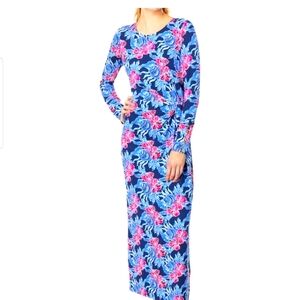 NWT New Lilly Pulitzer Bryson Maxi Dress "Low Tide Navy Its Ofishell" Size SMALL